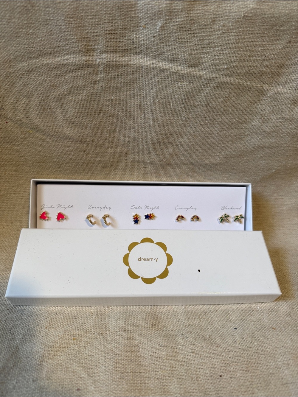 Gold Accent Multi Earring Set — Pink, Blue, Green & Gold